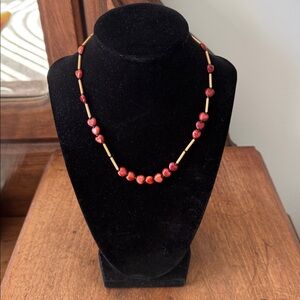 Brown and Tan Beaded Heart Necklace